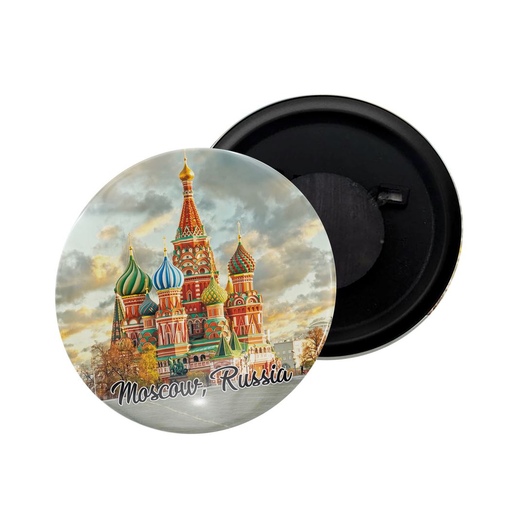 dhcrafts Fridge Magnet Multicolor Moscow Russia Glossy Finish Design Pack of 1 (58mm)